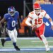 Patrick Mahomes of the Kansas City Chiefs runs out of the pocket.