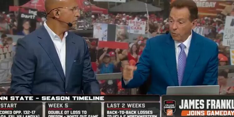Nick Saban criticized Penn State's decision to fire James Franklin during a "College GameDay" segment Oct. 18.