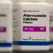 Bottle of Atorvastatin Calcium 80 mg tablets.