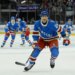 Carson Soucy chases the puck in the second period at Madison Square Garden in New York