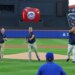 Mets announcers Gary Cohen, Keith Hernandez, and Ron Darling throwing out the ceremonial first pitches.