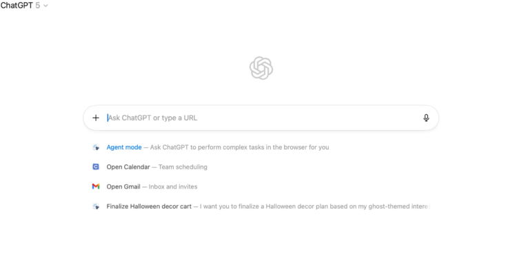 ChatGPT Atlas’s homepage is pretty basic.