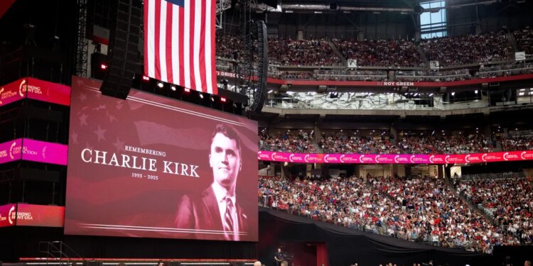 The Charlie Kirk Memorial at State Farm Stadium.