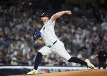 Yankees left-hander Carlos Rodon, seen here during Game 3 of the ALDS, underwent an elbow procedure on Wednesday.