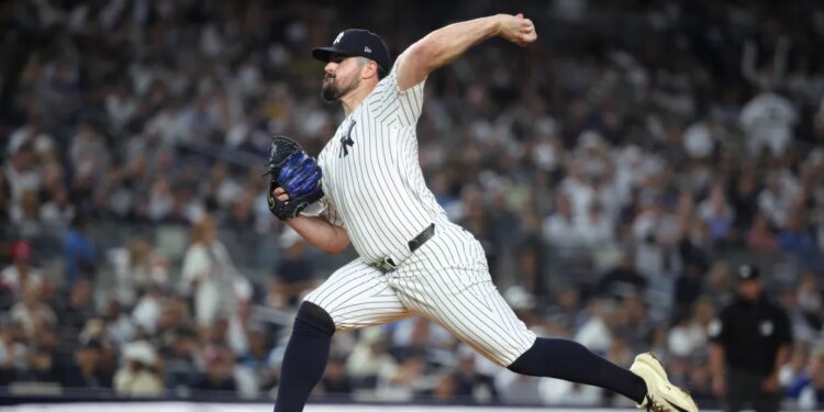 Yankees left-hander Carlos Rodon, seen here during Game 3 of the ALDS, underwent an elbow procedure on Wednesday.