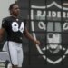Oakland Raiders player Antonio Brown in his uniform during football practice.