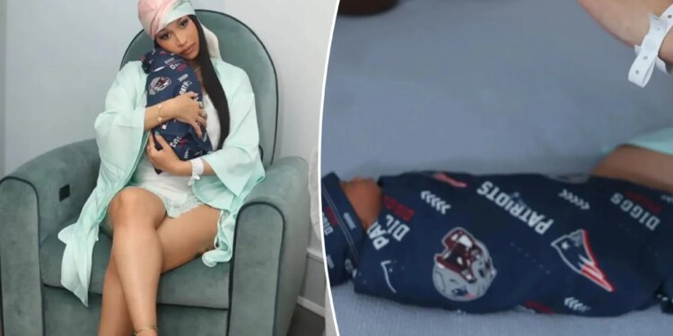 Cardi B shares first photos of her baby with Patriots' Stefon Diggs