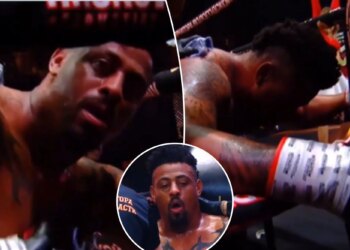 Ex-NFL star Greg Hardy collapses into corner during boxing match in scary scene
