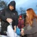 Giants offensive lineman Jermaine Eluemunor, hands out turkeys at the American Eagle Food Pantry in Lodi, N.J.