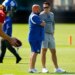 New York Giants head coach and general manager Joe Schoen talk during practice, Friday, Sept. 5, 2025.