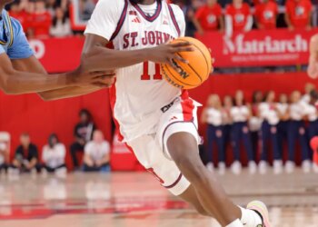 St. John's Red Storm guard Ian Jackson (11) drives to the basket during the second half.