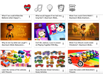 Screenshot of YouTube Kids app suggested videos