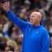 Head coach Jason Kidd shouts out instructions during the Knicks-Mavericks game on Nov. 19, 2025 in Dallas.