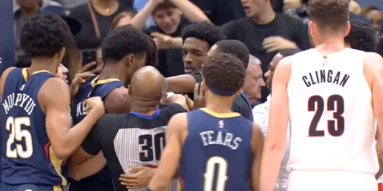 The Pelicans and Trail Blazers got into a heated scuffle on Wednesday night.