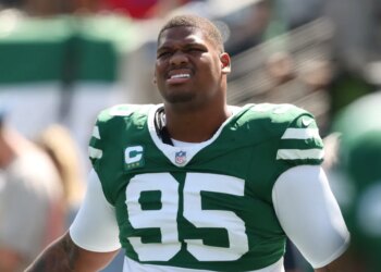 New York Jets defensive tackle Quinnen Williams (95) before the game against the Buffalo Bills.