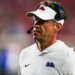 Mississippi Rebels head coach Lane Kiffin stands on the sideline during the second half against the Florida Gators at Vaught-Hemingway Stadium.