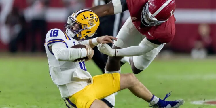 Garrett Nussmeier alabama lsu helmet