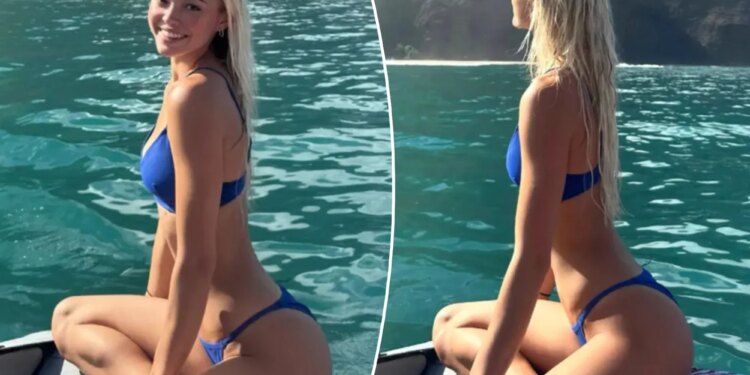 Livvy Dunne soaks up the sun in blue bikini during Paul Skenes trip