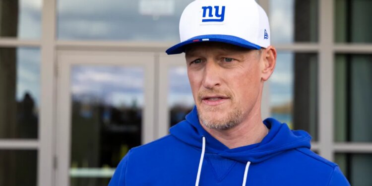 New York Giants outside linebackers coach Charlie Bullen speaks to the media during practice at the Quest Diagnostics center, Friday, Nov. 14, 2025, in East Rutherford, New Jersey.