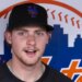 Mets outfield prospect Carson Benge talks with the media this past season.