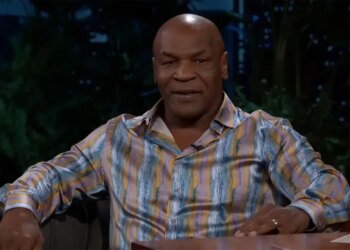 Mike Tyson during an appearance on "Jimmy Kimmel Live" in Los Angeles on Tuesday, November 11, 2025.