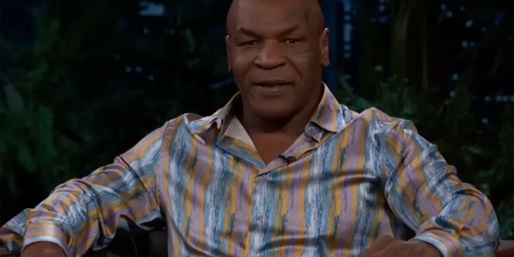 Mike Tyson during an appearance on "Jimmy Kimmel Live" in Los Angeles on Tuesday, November 11, 2025.