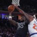 Mitchell Robinson looks to block Julius Randle's shot during the third quarter of the Knicks' blowout home win over the Timberwolves.