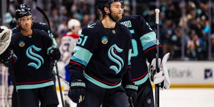 Seattle Kraken center Shane Wright during a game against the Montreal Canadiens.