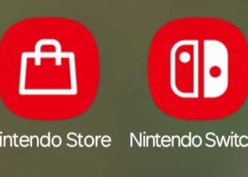 Screenshot featuring four Nintendo app buttons for Nintendo Music, Nintendo Store, Nintendo Switch, and Nintendo Today!