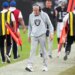 Las Vegas Raiders head coach Pete Carroll walks the sideline in a game between the Raiders and the Cleveland Browns during the fourth quarter at Allegiant Stadium.