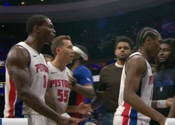 Pistons teammates, center Jalen Duren and guard Ausar Thompson got into it on the court after they gave up an easy dunk to Sixers big man Andre Drummond during a road game in Philadelphia Sunday night.