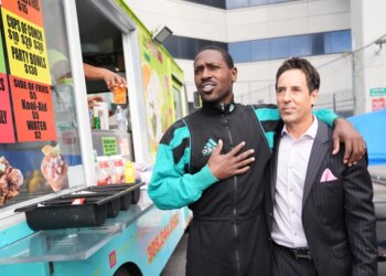 Antonio Brown with his lawyer Mark English after being released from prison on Nov. 13, 2025.