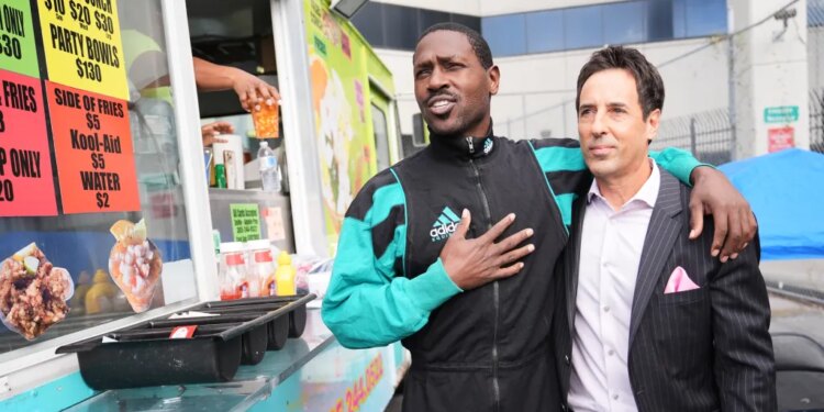 Antonio Brown with his lawyer Mark English after being released from prison on Nov. 13, 2025.