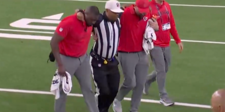 Referee Adrian Hill exited Thursday night's game with an injury.