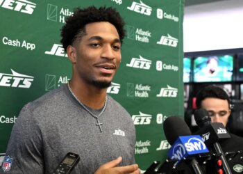 Rookie Azareye’h Thomas, talking to the media earlier in the season, will now be one of the Jets' starting cornerback since the Sauce Gardner trade.
