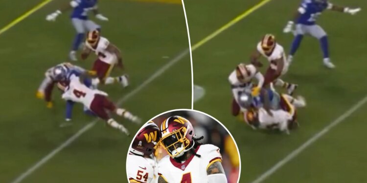 See the hip-drop tackle that got Commanders' Frankie Luvu suspended