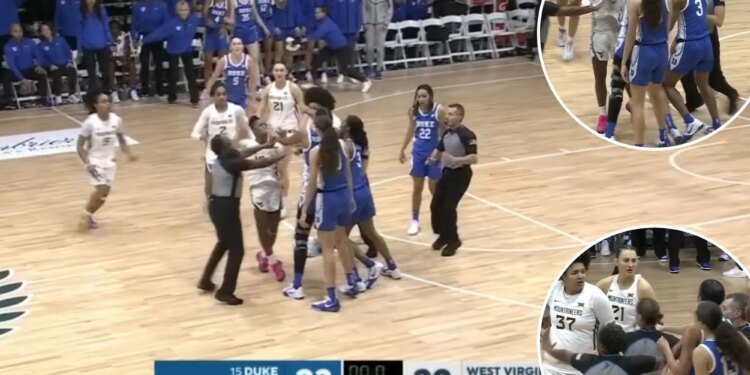 Seven women's basketball players ejected in wild melee as depleted West Virginia downs Duke