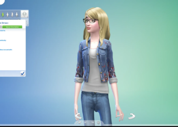 Screenshot from The Sims 4 featuring a bespectacled blond female Sim within the Create A Sim screen as the player chooses potential sexual orientation options