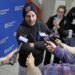 Yankees general manager Brian Cashman talks to the media during the Covenant House Sleep Out event at the Jacob Javits Center in New York on Nov. 20, 2025.
