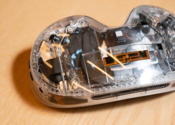 A Steam Frame with a transparent case.