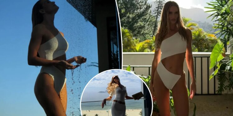 Victorias Secret model Rosie Huntington Whiteley shows off abs in new swimsuit photos