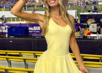 Influencer Peighton Tubre at the LSU-Florida game at Tiger Stadium on September 13, 2025.
