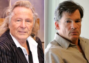 Collage of two men, one with long blond hair and a black and white shirt, and one with short dark hair and a tan checkered shirt.