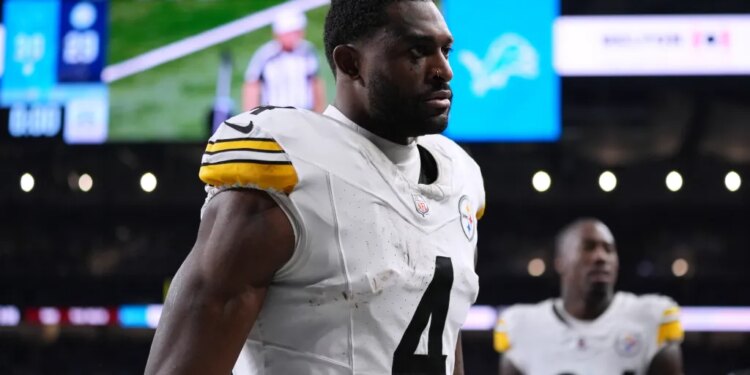 Pittsburgh Steelers' DK Metcalf walks off the field.