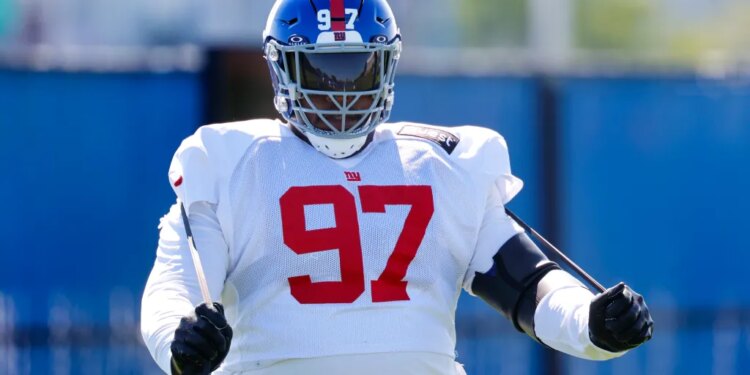 New York Giants defensive tackle Dexter Lawrence II during football practice, Friday, Sept.19, 2025, in East Rutherford, N.J.