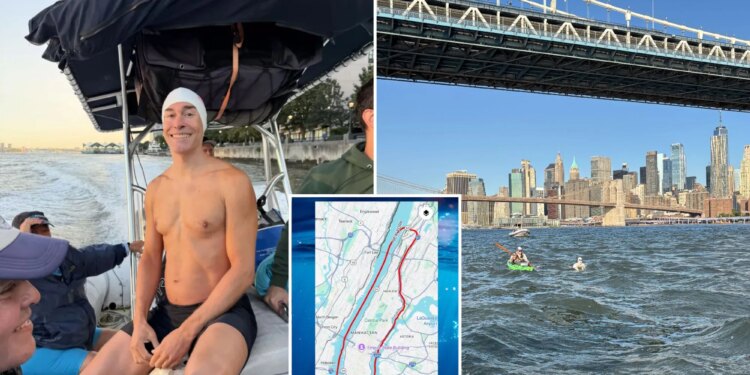 Exclusive | World record holder swims 29 miles around Manhattan in handcuffs