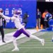 Wide receiver Justin Jefferson #18 of the Minnesota Vikings completes a reception during the second half at MetLife Stadium.