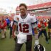 Tampa Bay Buccaneers quarterback Tom Brady (12) leaves the field after beating the Philadelphia Eagles 31-15 on Sunday, January16, 2022 in Tampa.