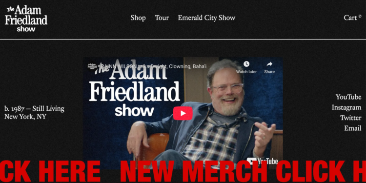 website page for The Adam Friedland show