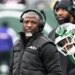 Jets head coach Aaron Glenn looks on during the first quarter of the Jets and New England Patriots game in East Rutherford, NJ.